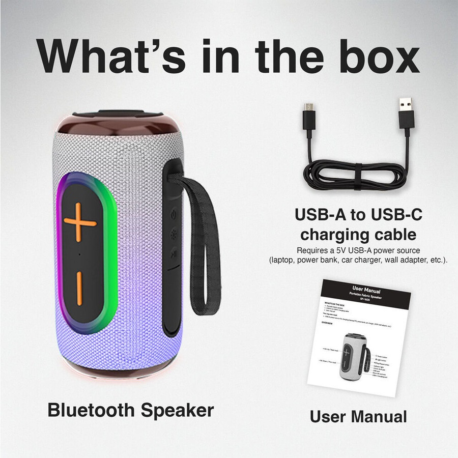 Laser Portable Bluetooth Wireless Pill Fabric Speaker RBG Light Future Dusk