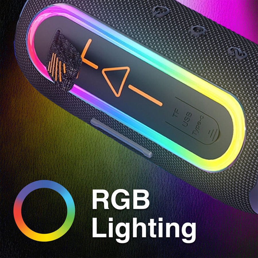 Laser Portable Bluetooth Wireless Stereo Fabric Speaker Pro RBG Light Black