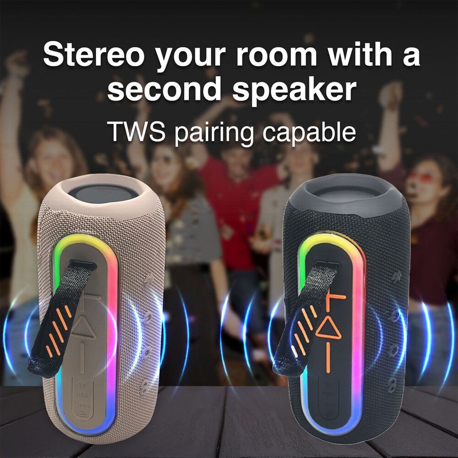 Laser Portable Bluetooth Wireless Stereo Fabric Speaker Pro RBG Light Black