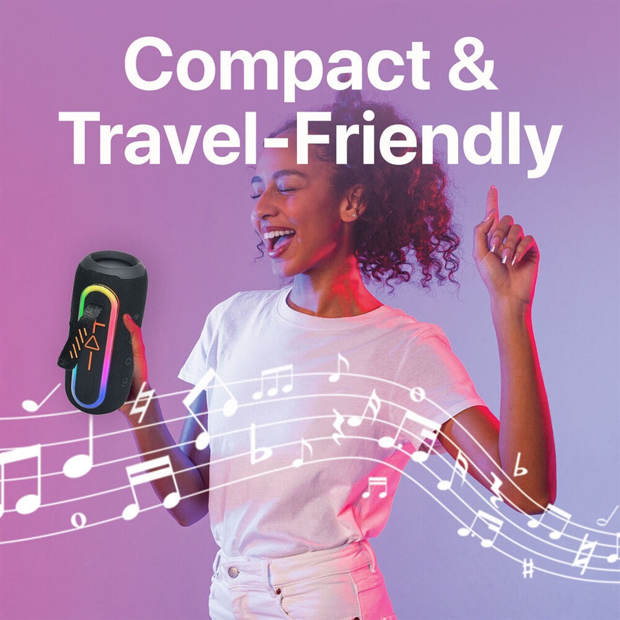 Laser Portable Bluetooth Wireless Stereo Fabric Speaker Pro RBG Light Black