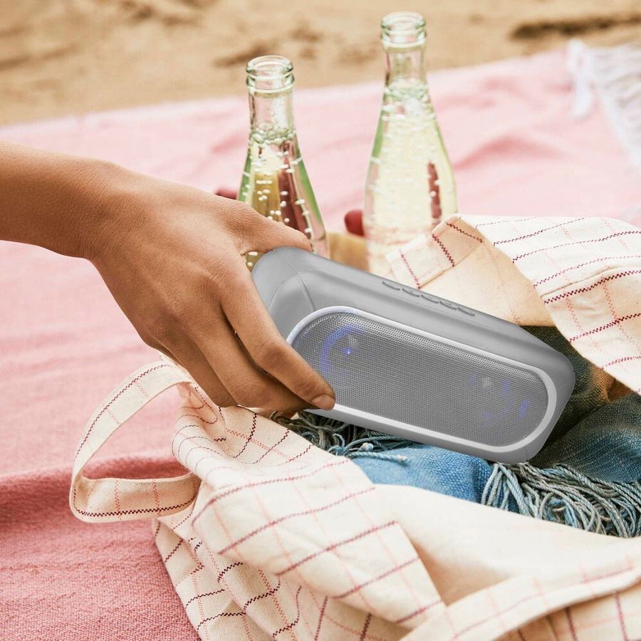Laser Portable LED Wireless Bluetooth Speaker/FM Radio/Mic Audio/Music Grey