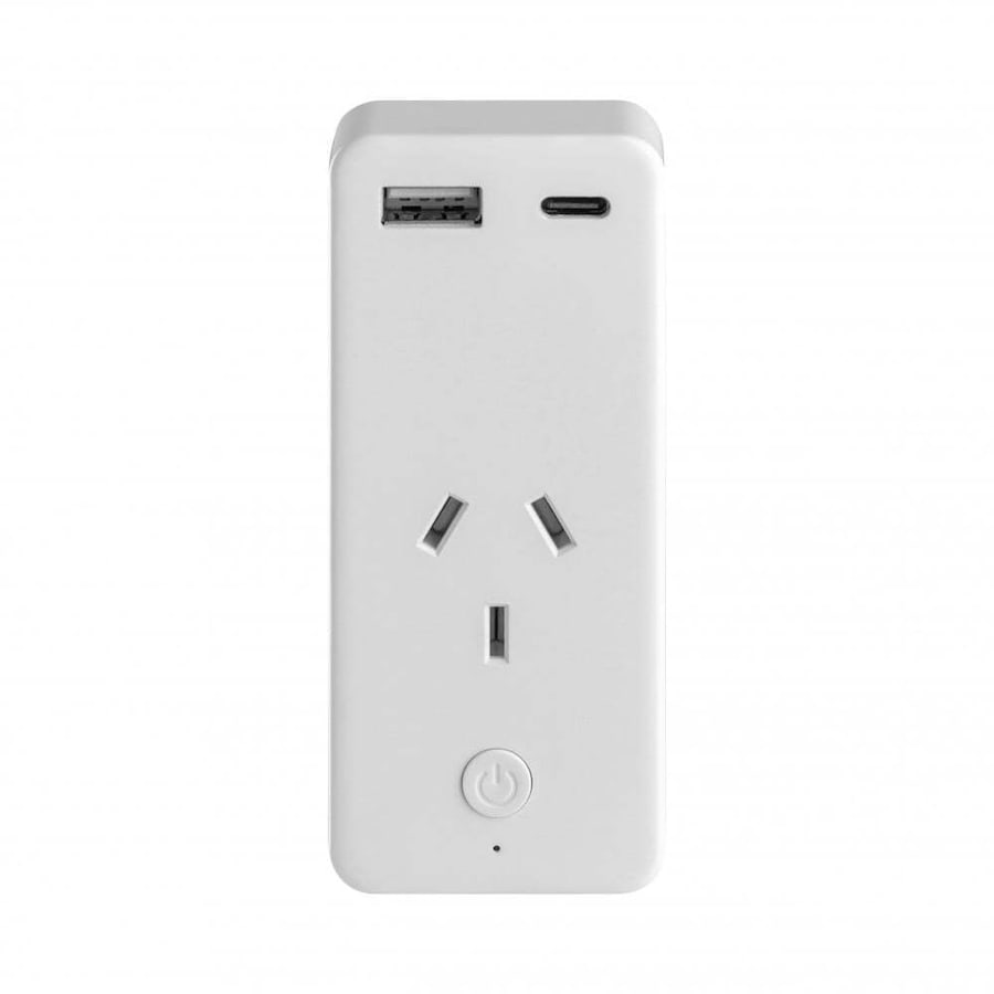 Laser Smarthome Smart WiFi AU/NZ Plug USB-A/C Voice/App Controlled Socket White
