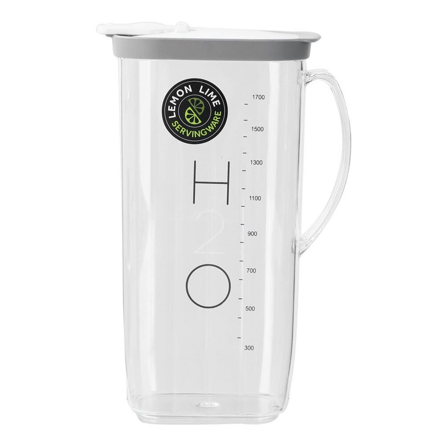 Lemon & Lime Crystal H20 2L Pitcher Jug Water/Juice Serving Container w/ Lid CLR
