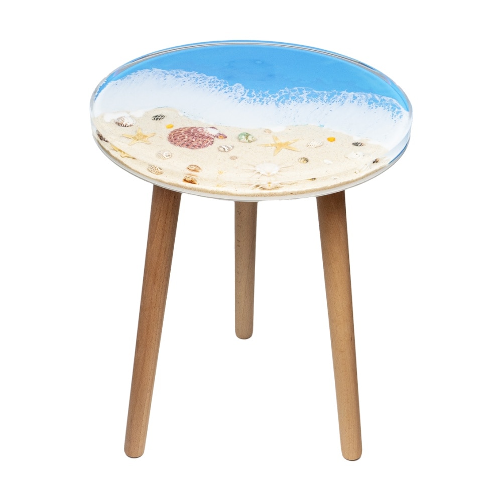 Buy Leni Handcrafted Round Resin Side Table Shell Beach Themed 40x40x51 ...