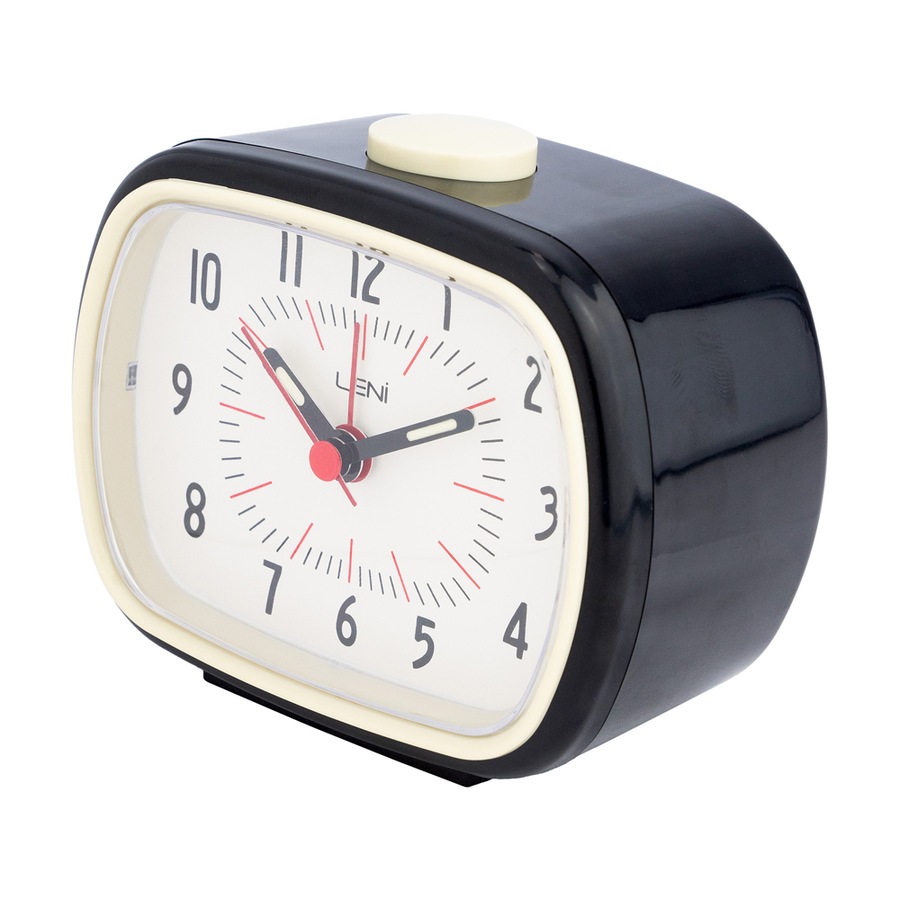 Leni Vintage Retro Desk/Table Analogue Alarm Clock Bedside Home Decor Black
