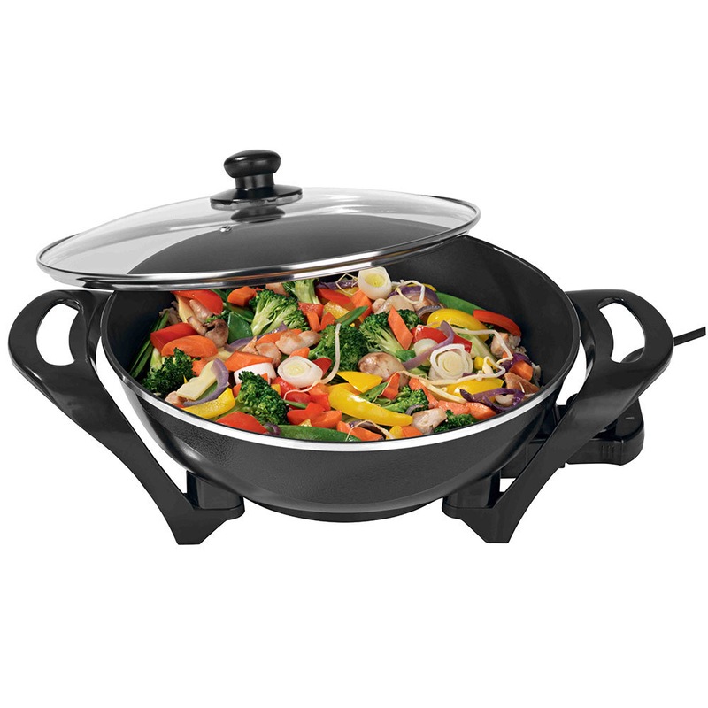 Lenoxx 4.5L 1500W Large Electric Wok/NonStick/Stirfry/Cooking Pan