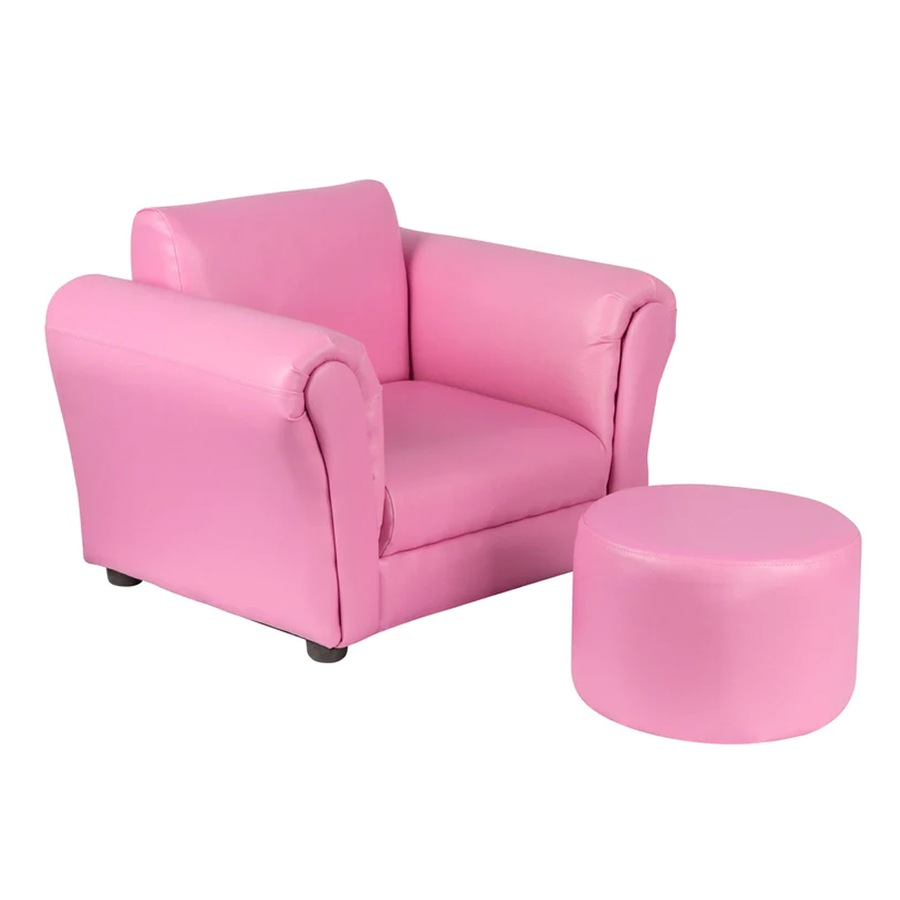 Lenoxx Kids/Children's PU Leather Sofa/Armchair/Couch With Ottoman Pink 1.5-5y