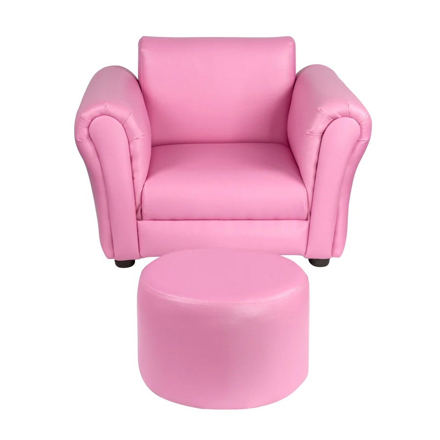 Lenoxx Kids/Children's PU Leather Sofa/Armchair/Couch With Ottoman Pink 1.5-5y