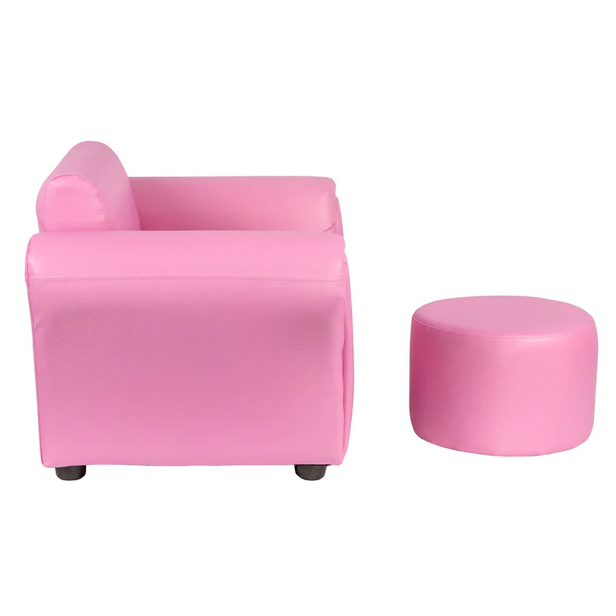 Lenoxx Kids/Children's PU Leather Sofa/Armchair/Couch With Ottoman Pink 1.5-5y
