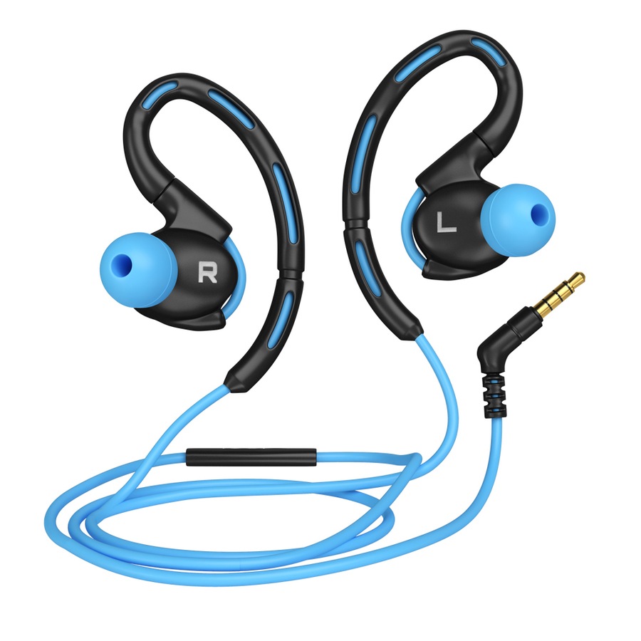 Liquid Ears Active Sports Wired Earphone 3.5mm Audio Jack Ear Hook w/ Mic Blue