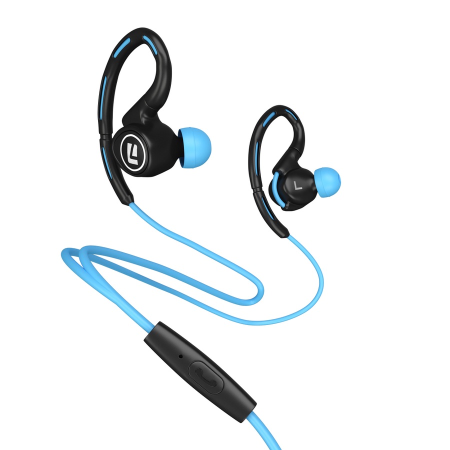 Liquid Ears Active Sports Wired Earphone 3.5mm Audio Jack Ear Hook w/ Mic Blue