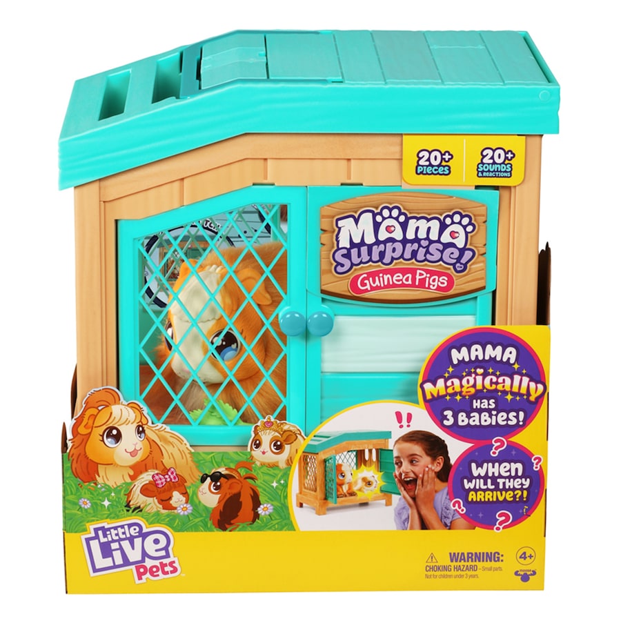 Little Live Pets Mama Surprise Guinea Pig w/Babies/Hutch Playset Kids Toy 4y+