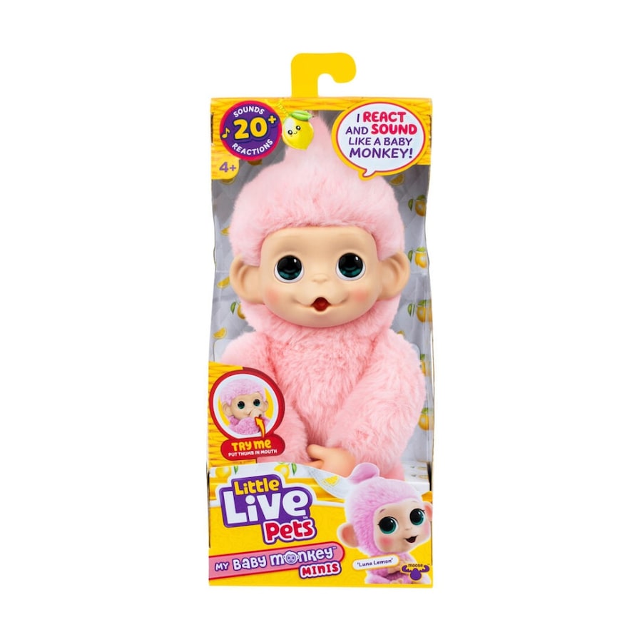 Little Live Pets My Baby Monkey Minis Interactive Kids Plush 4y+ Assorted