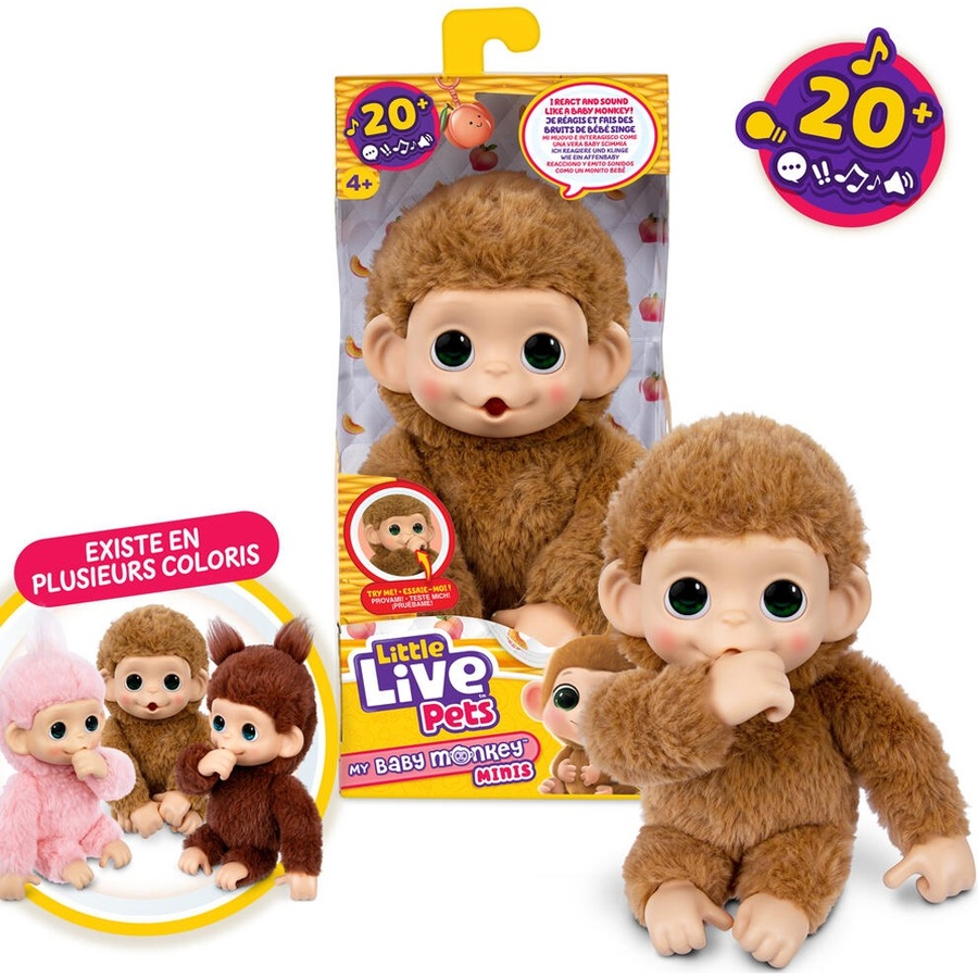 Little Live Pets My Baby Monkey Minis Interactive Kids Plush 4y+ Assorted