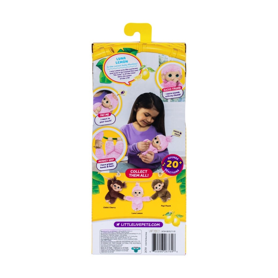 Little Live Pets My Baby Monkey Minis Interactive Kids Plush 4y+ Assorted