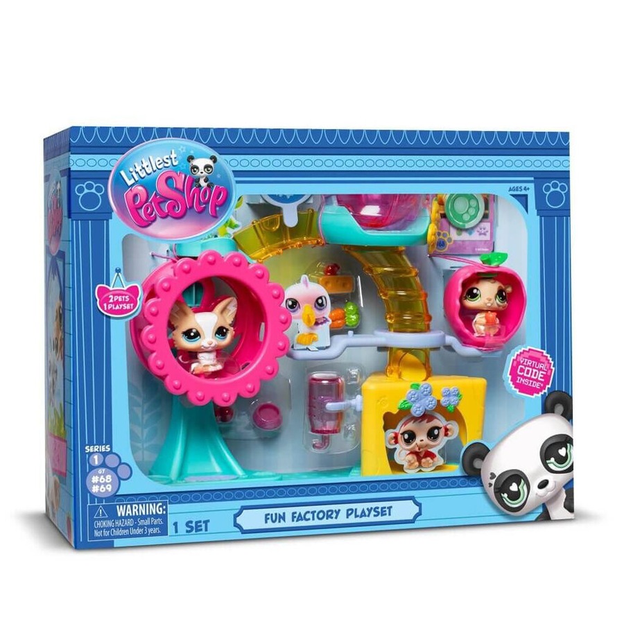 Littlest Pet Shop Fun Factory Playground Playset Animal Toy Figures Kids 4y+