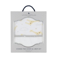 Living Textiles Cotton Baby Change Pad Cover & Waterproof Liner Set Noah Giraffe