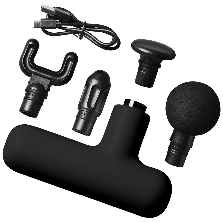 Lola Massage Gun 4 Heads Handheld Muscle Relief Percussion Massager Gun Black