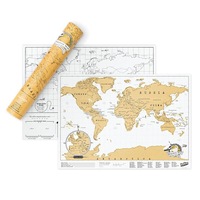Luckies 42cm Scratch Off Map Travel Edition w/ Foil Hanging Wall Decor White