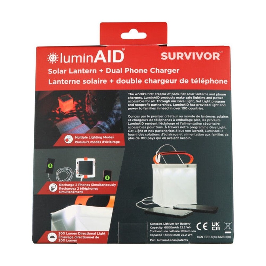 LuminAID Solar Packable Camping Lantern Dual Phone Charger 600 Lumens USB
