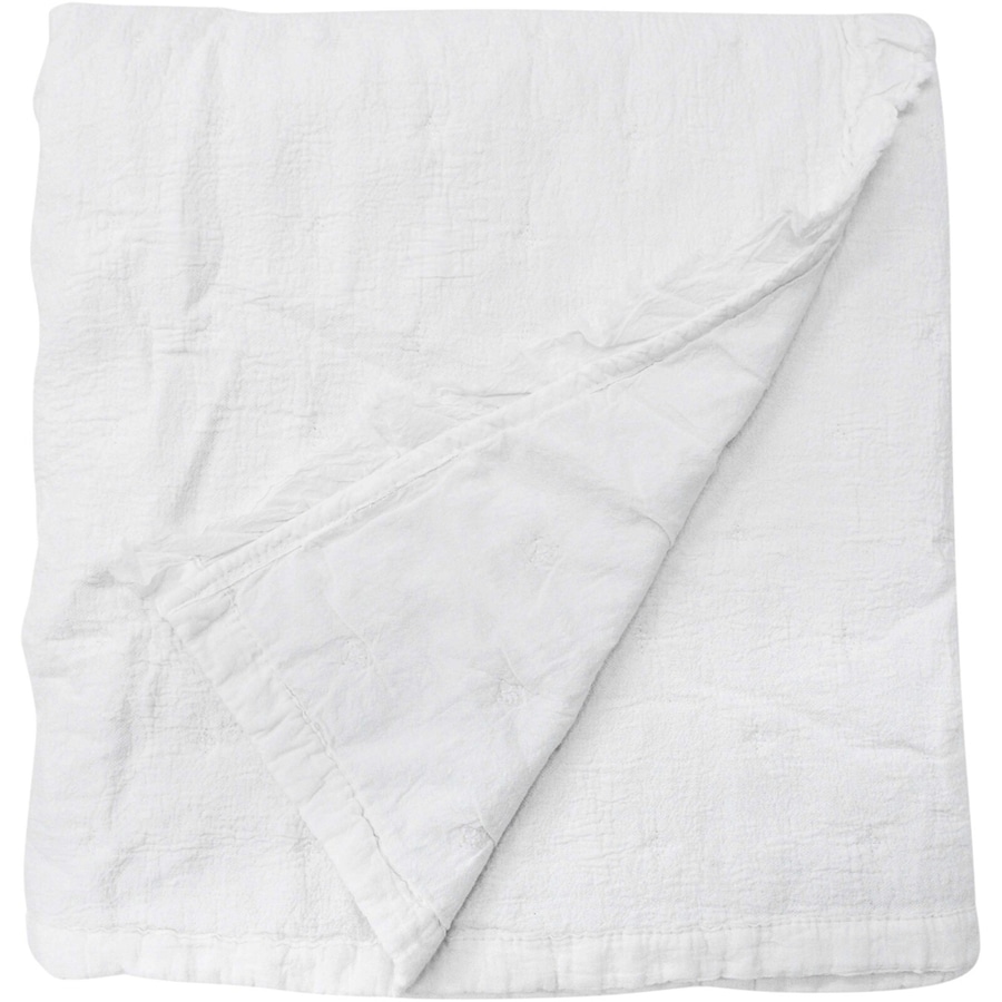 LVD Washed White Bedspread/Throw Blanket Lrg Soft 200x230cm