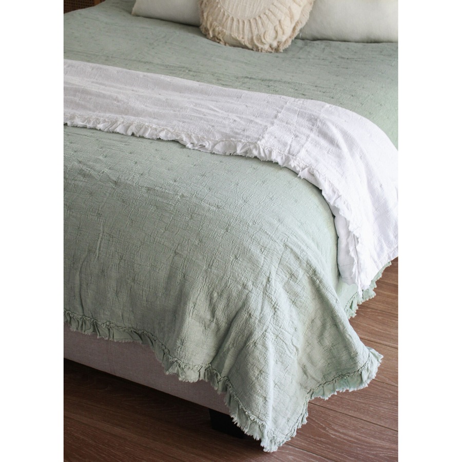 LVD Washed White Bedspread/Throw Blanket Lrg Soft 200x230cm