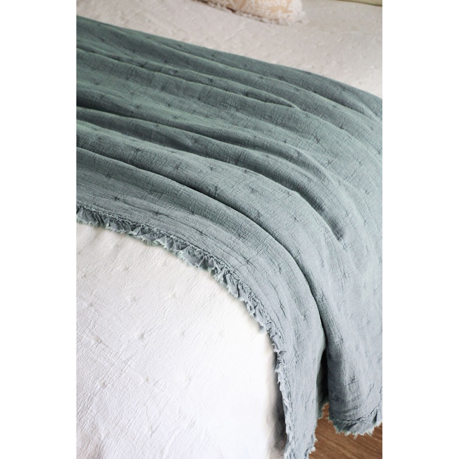 LVD Washed White Bedspread/Throw Blanket Lrg Soft 200x230cm