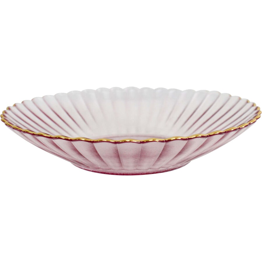 LVD Glass Dish Serve Plate Decorative Home/Dining Tableware 19.5cm Plum/Gold