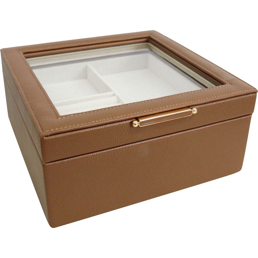 LVD Jewellery Box Square Accessories Decorative Storage Organiser 21cm Tan