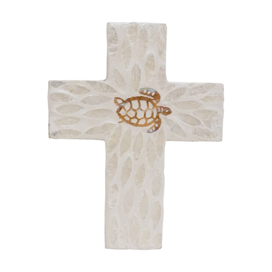 LVD Medium Decorative Coastal Ivory Turtle Cross Home & Living Decor 21x16x2cm