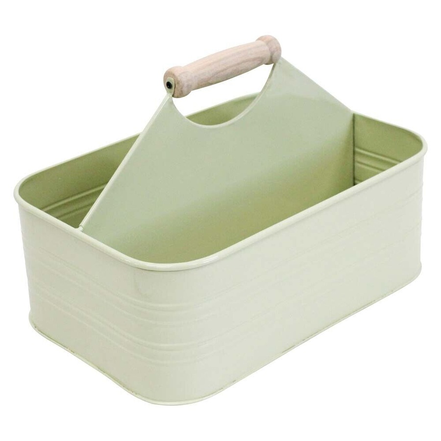 Buy LVD Metal Caddy Storage Box w/ Wooden Handle 29.5x19x11cm Sage ...