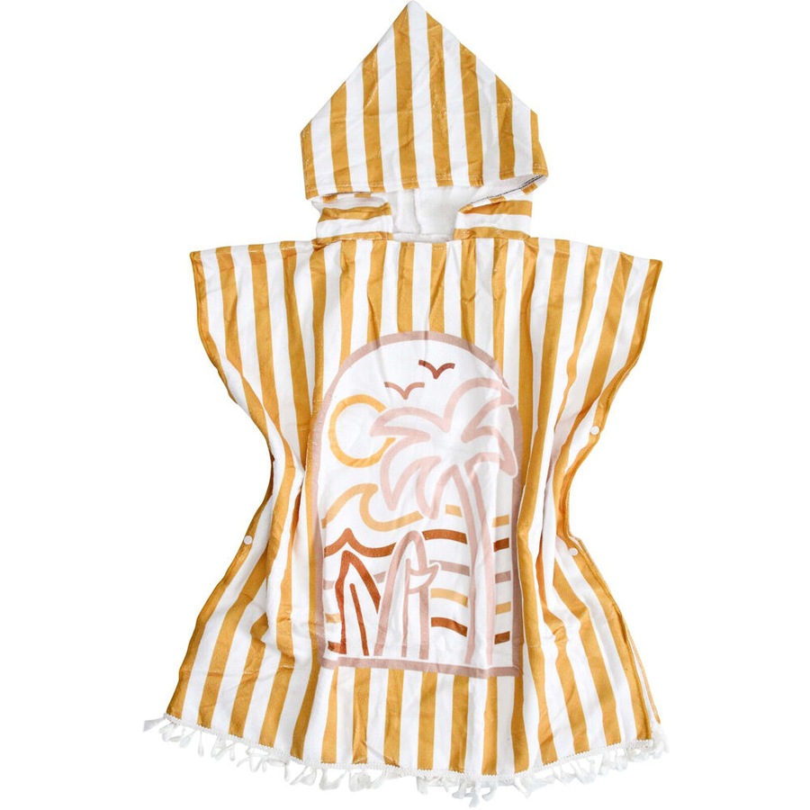 LVD Microfibre Kids Towel Hooded Poncho w/ Bag 70x70cm Summer Mustard