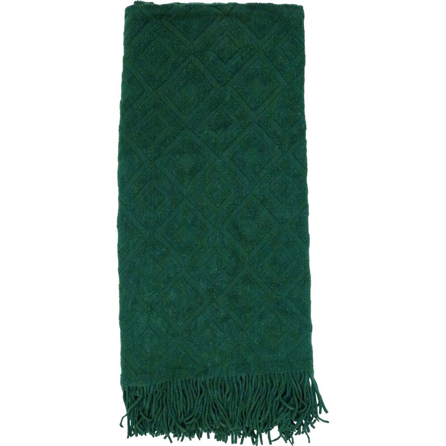 LVD Soft Fringed Edged Diamond Throw Blanket 118x160cm Jungle Teal