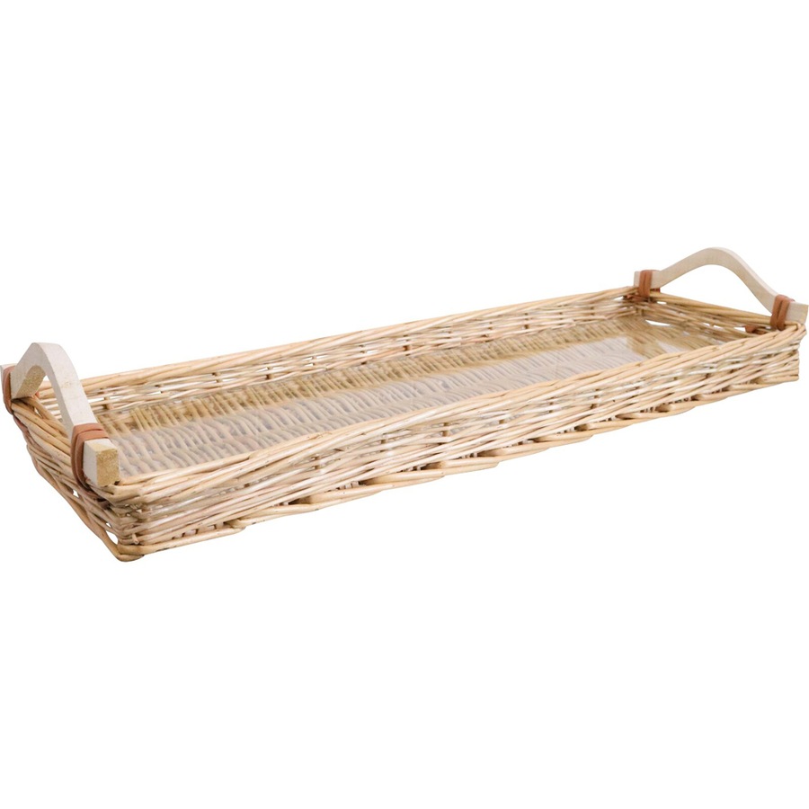 LVD Tray Charcuterie Wicker Basket w/ Handle Rect 20x60cm Willow/Glass NTRL