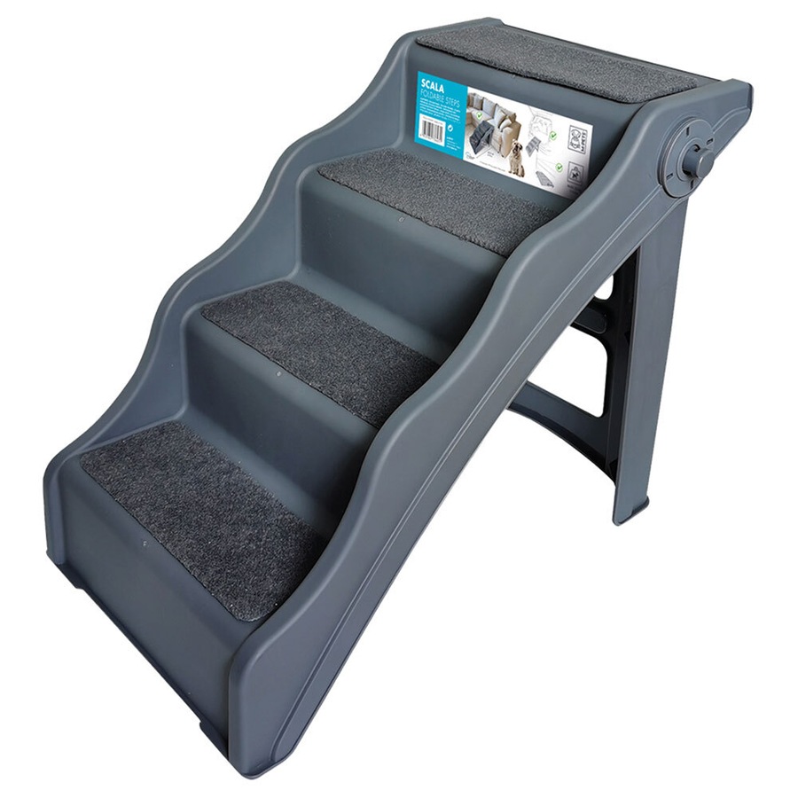M-Pets 4-Steps 58x50cm Foldable Pet Steps Indoor Stairs/Portable Ladder Grey
