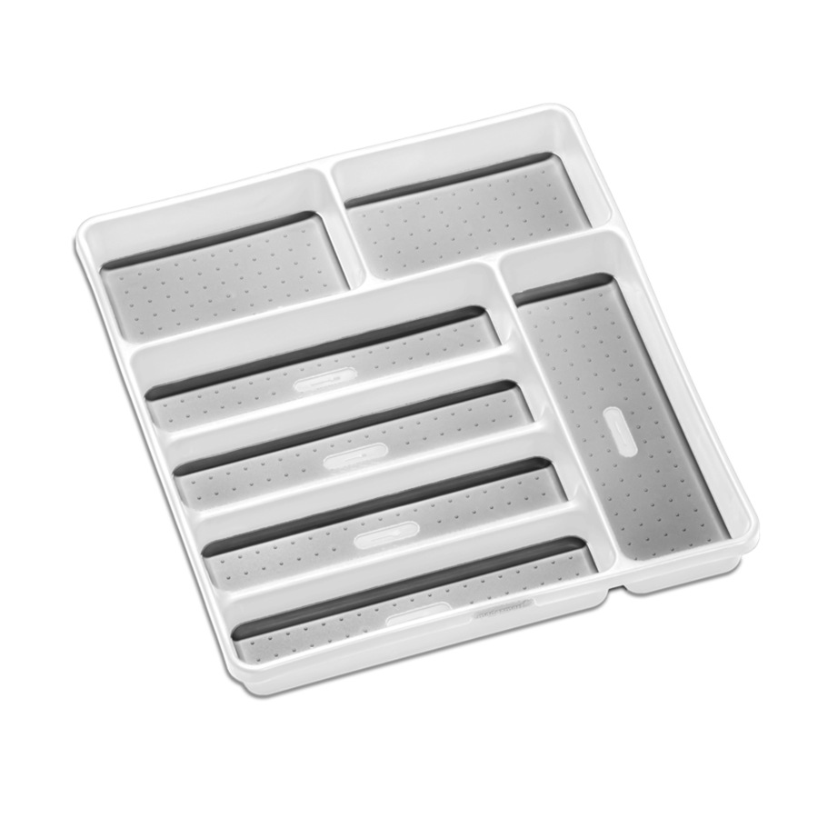 Madesmart Large 7-Compartment Cutlery Tray Kitchen Organiser Square White