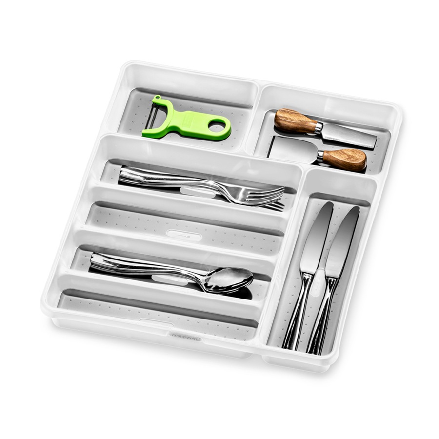 Madesmart Large 7-Compartment Cutlery Tray Kitchen Organiser Square White