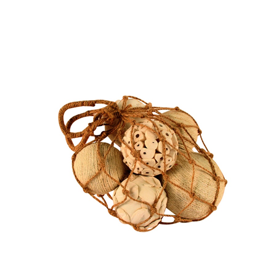 Maine & Crawford 38cm Jute Rope Mixed Balls Decor Boho/Nordic Display White