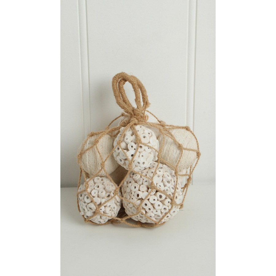 Maine & Crawford 38cm Jute Rope Mixed Balls Decor Boho/Nordic Display White