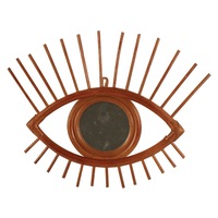 Maine & Crawford Lanu 35x30cm Wood Eye Mirror Wall Hanging Home/Room Decor Brown