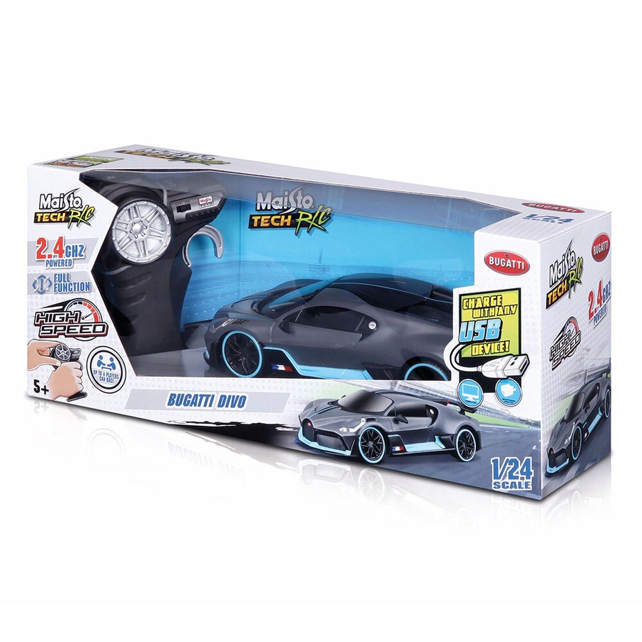 Maisto Tech 1:24 RC Car Bugatti Divo 2.4Ghz & USB 5y+ w/ Remote Control Kids Toy