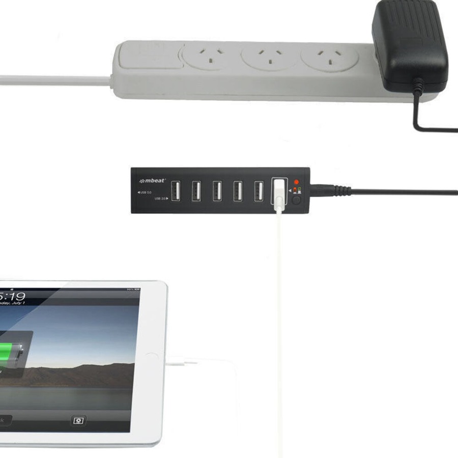 mbeat 7 Port 2.1A Charger Station USB 3.0/USB 2.0 Hub/Charging/Data/Splitter