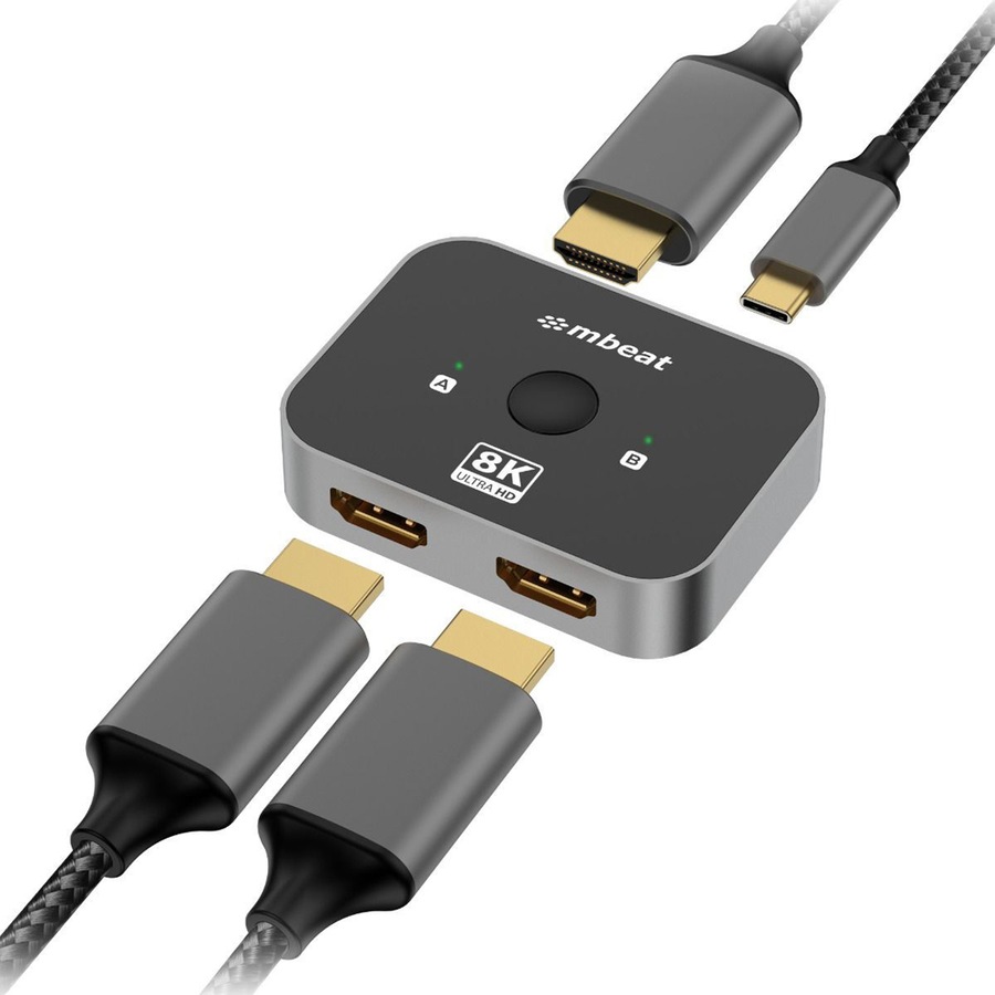 Mbeat 8K Bi-Directional HDMI 2.1 Switch Switcher Splitter 5V USB-C Hub 6.5cm