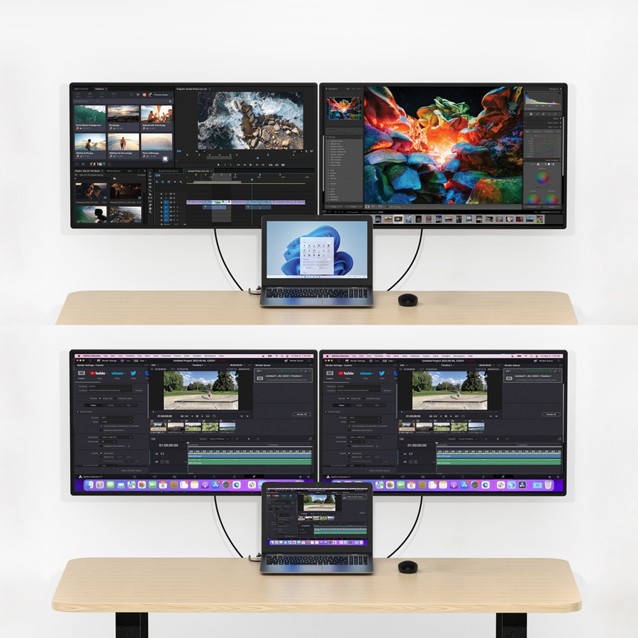 Mbeat D12 Multi-Port Dual HDMI 4K USB-C Compact Portable Docking Station