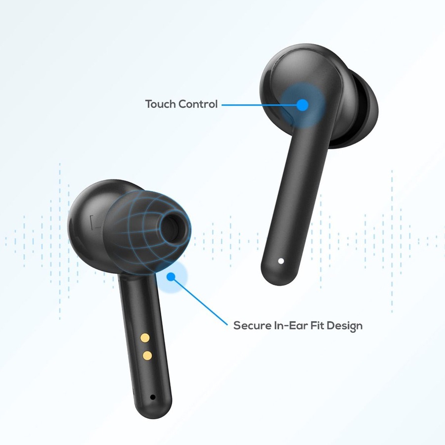 Mbeat E2 True Wireless Earphone Bluetooth Earbuds w/ Charging Case f/ Phones BLK