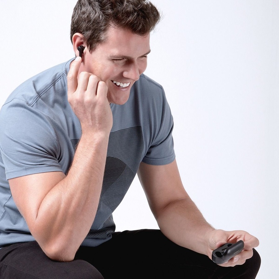 Mbeat E2 True Wireless Earphone Bluetooth Earbuds w/ Charging Case f/ Phones BLK