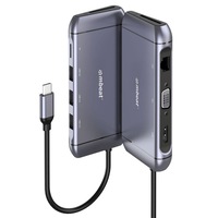 Mbeat Elite X9 9-in-1 USB-C Hub Adapter/HDMI/VGA/Lan Ethernet/USB3.0 Port/Grey