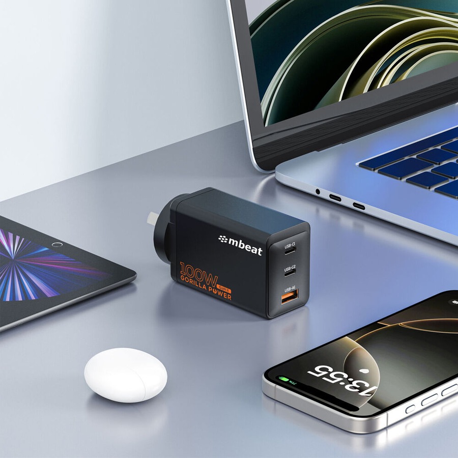 Mbeat Gorilla Power High-Speed Charging 100W Gan II USB-C Charging Plug