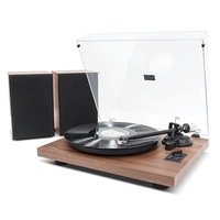Mbeat MB-PT-28 Bluetooth Hi-Fi Turntable Vinyl Record Player w/ Speakers Brown