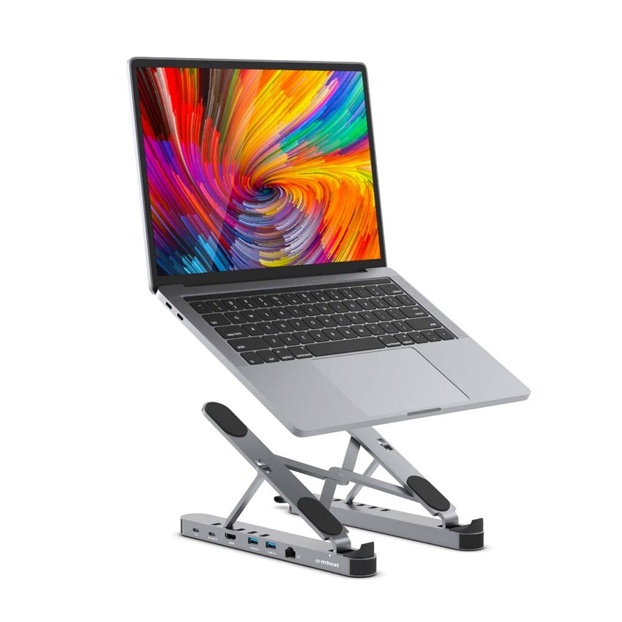 Mbeat Stage P5 Portable Laptop Stand with USB-C Docking Station - Space Grey